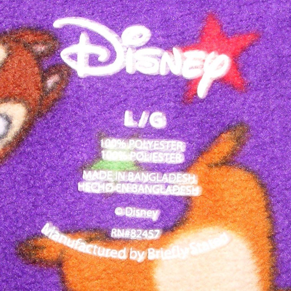 Disney CHIP & DALE Pajama Top, L, Purple, Chipmunks all over, Long sleeves - Picture 10 of 12